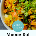 bowl of moong dal chaat, text overlay