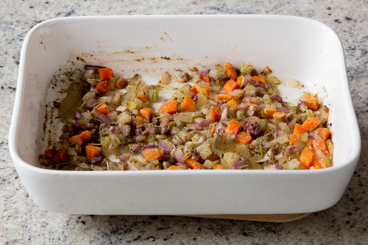 spices mixed into the veggies