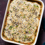 pan of everything bagel pot pie, after baking