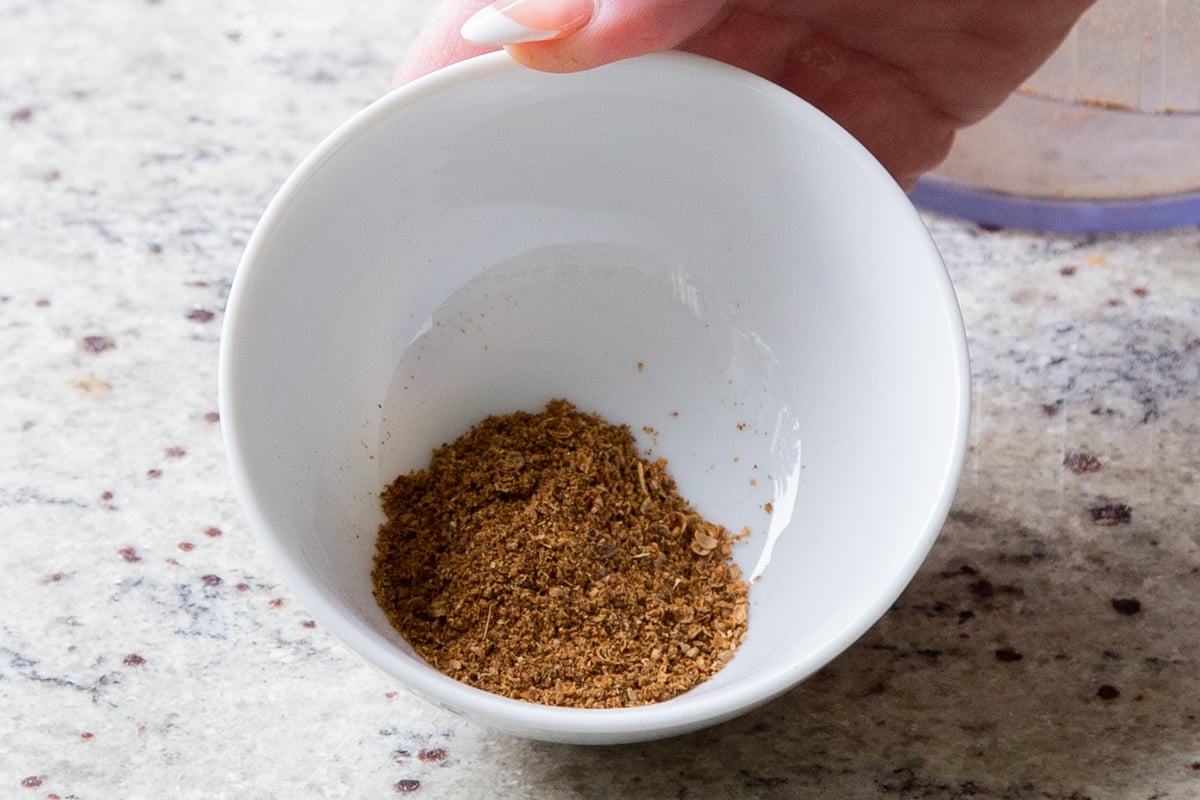 coarsely-ground spices in a white bowl