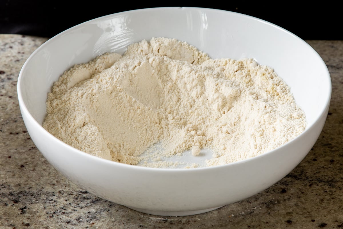 making a well in the center of the dry ingredients