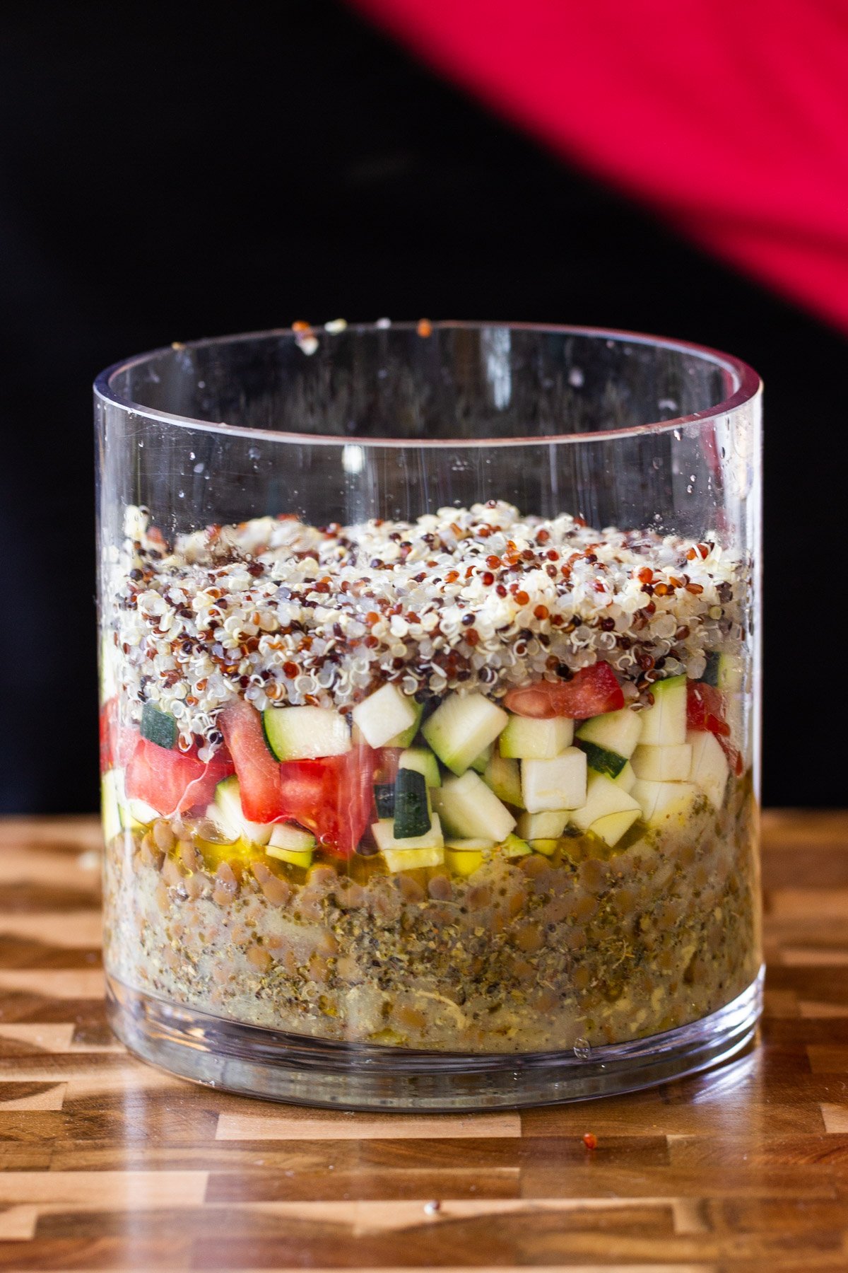 quinoa layer after adding it to the salad