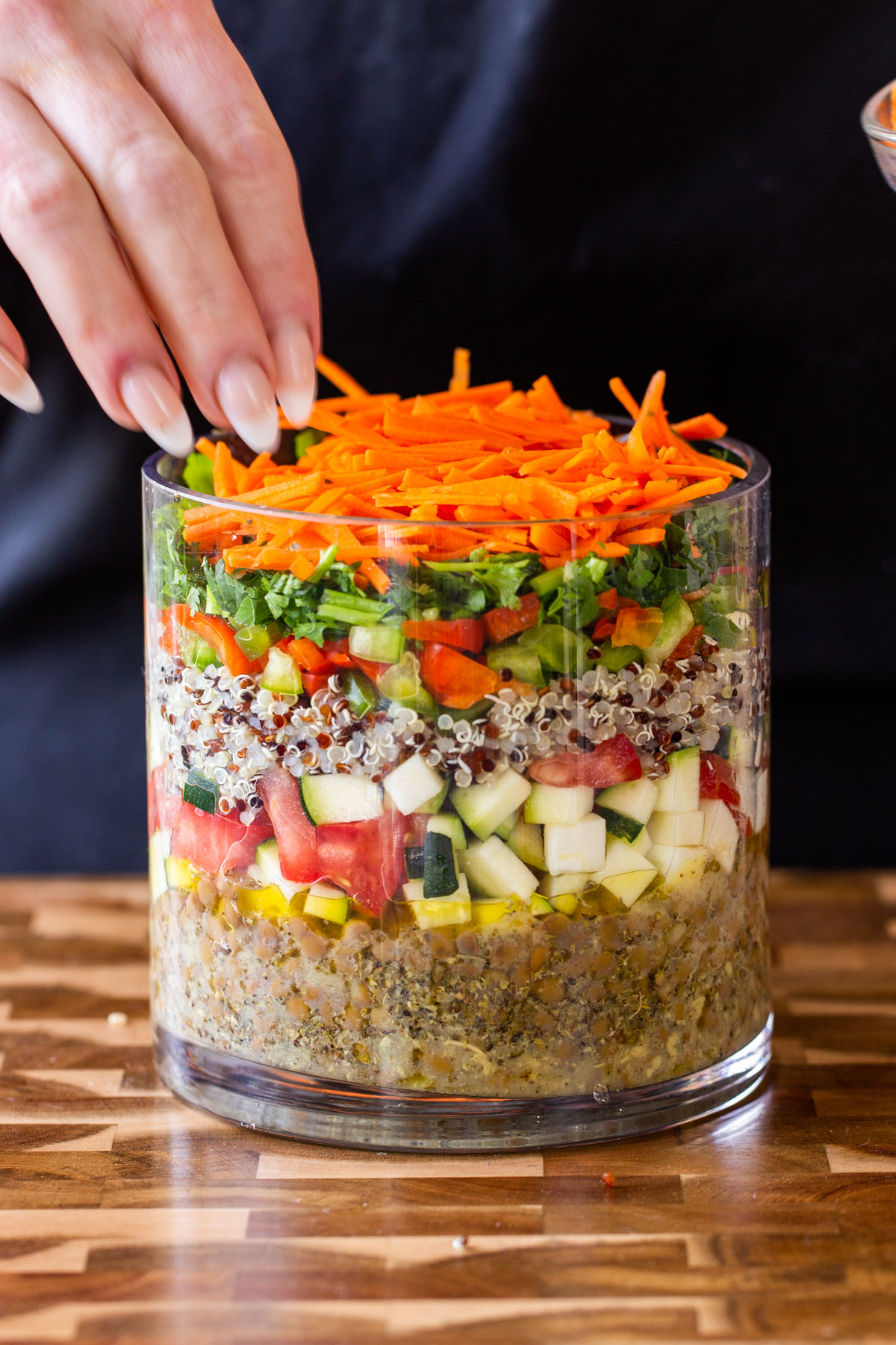 adding carrots layer to the salad