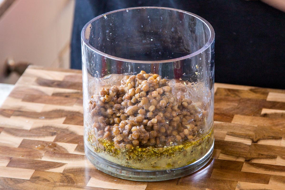 adding lentil layer to the salad