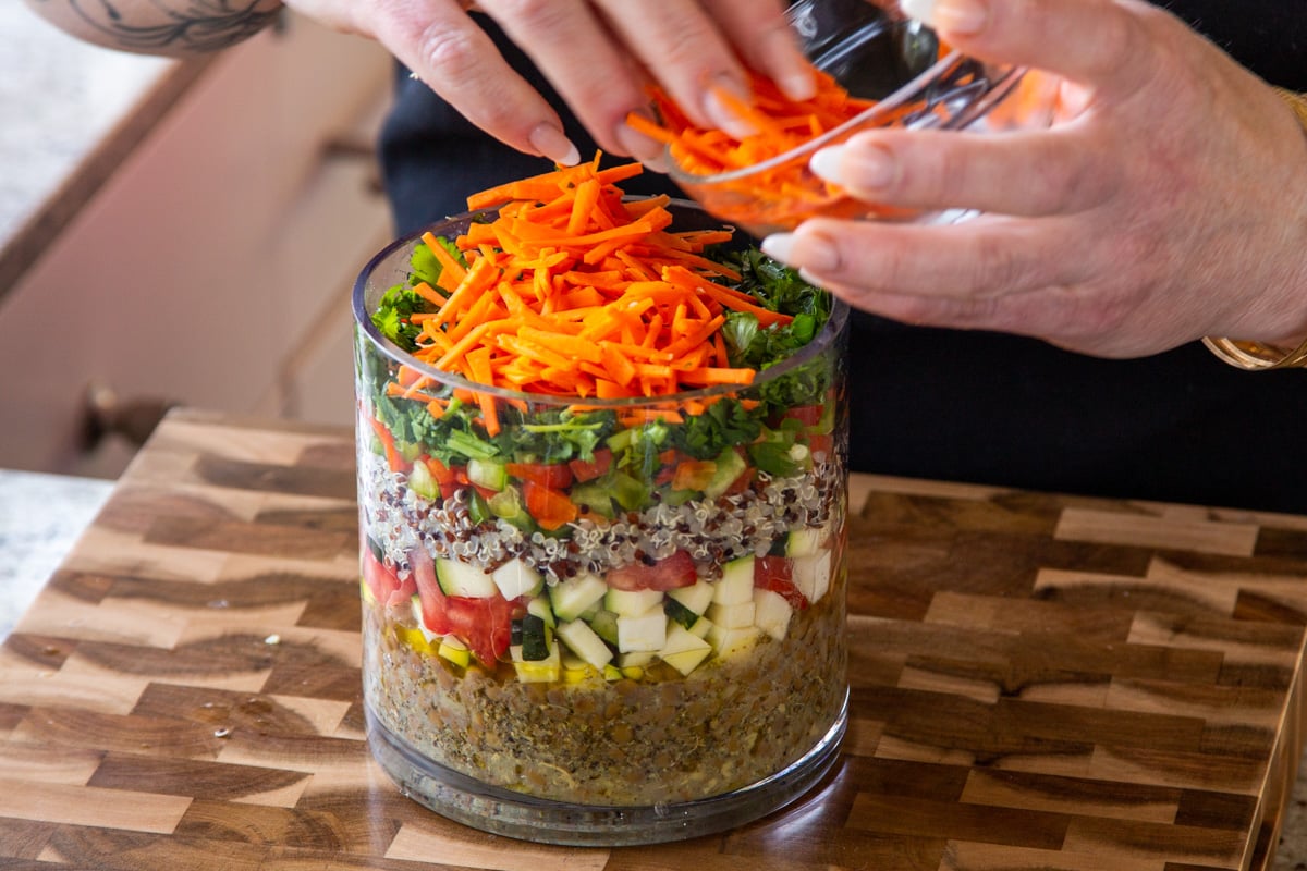 adding carrots layer to the salad