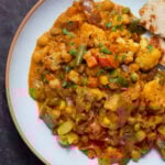 close-up of vegetable bhuna on a plate
