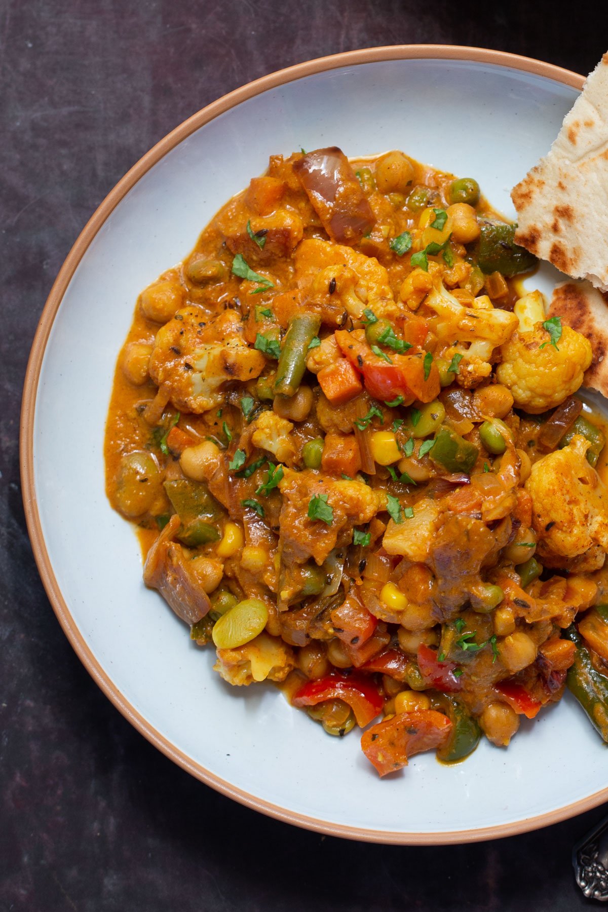 close-up of vegetable bhuna on a plate