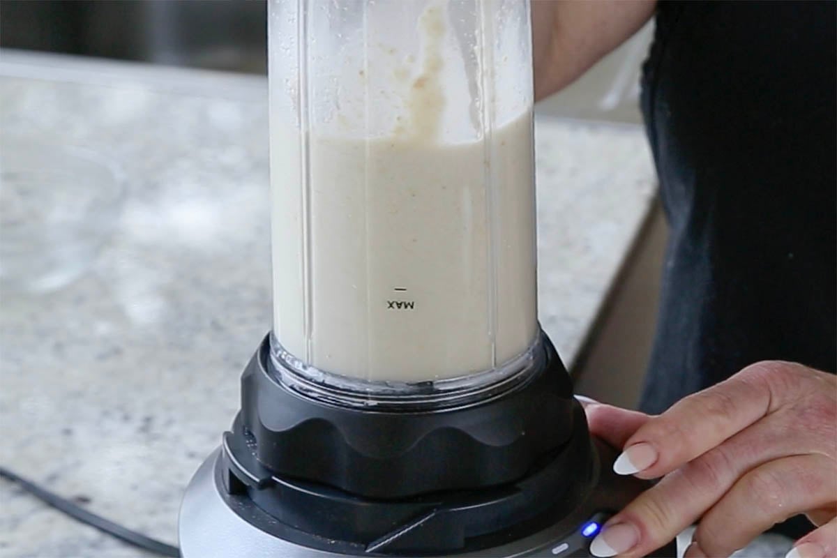 cream topping ingredients in the blender after blending