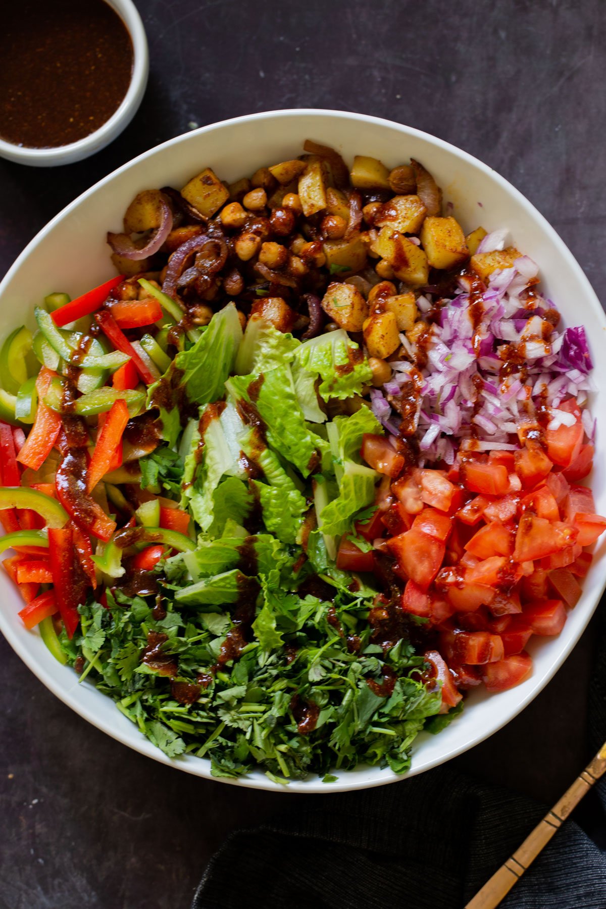 veggies in the salad bowl before mixing