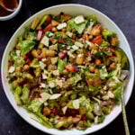 BBQ chickpea and potato salad in the serving bowl