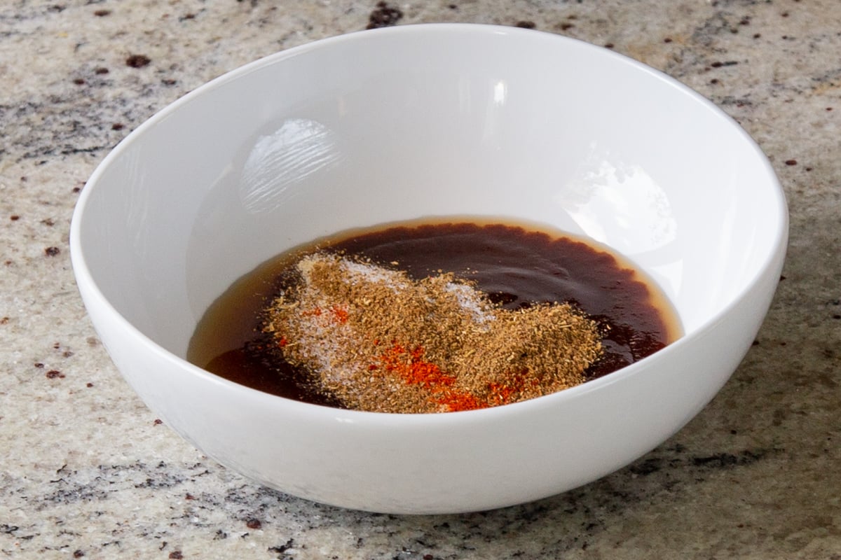 BBQ dressing ingredients in a bowl before mixing