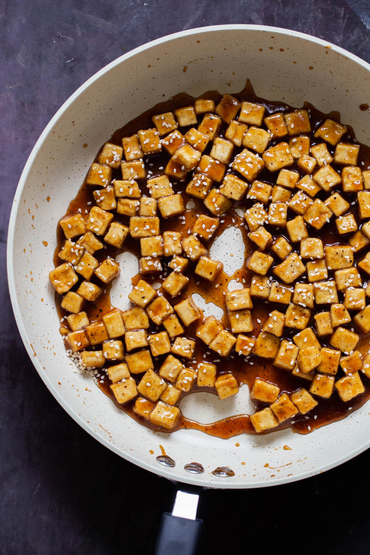 pan of lemon pepper tofu