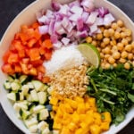koshimbir salad ingredients in the bowl before mixing