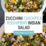 image collage showing bowls of zucchini koshimbir salad, text overlay