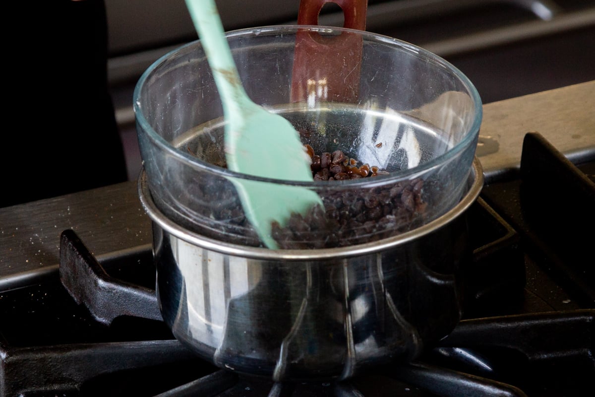 melting chocolate chips in a double boiler
