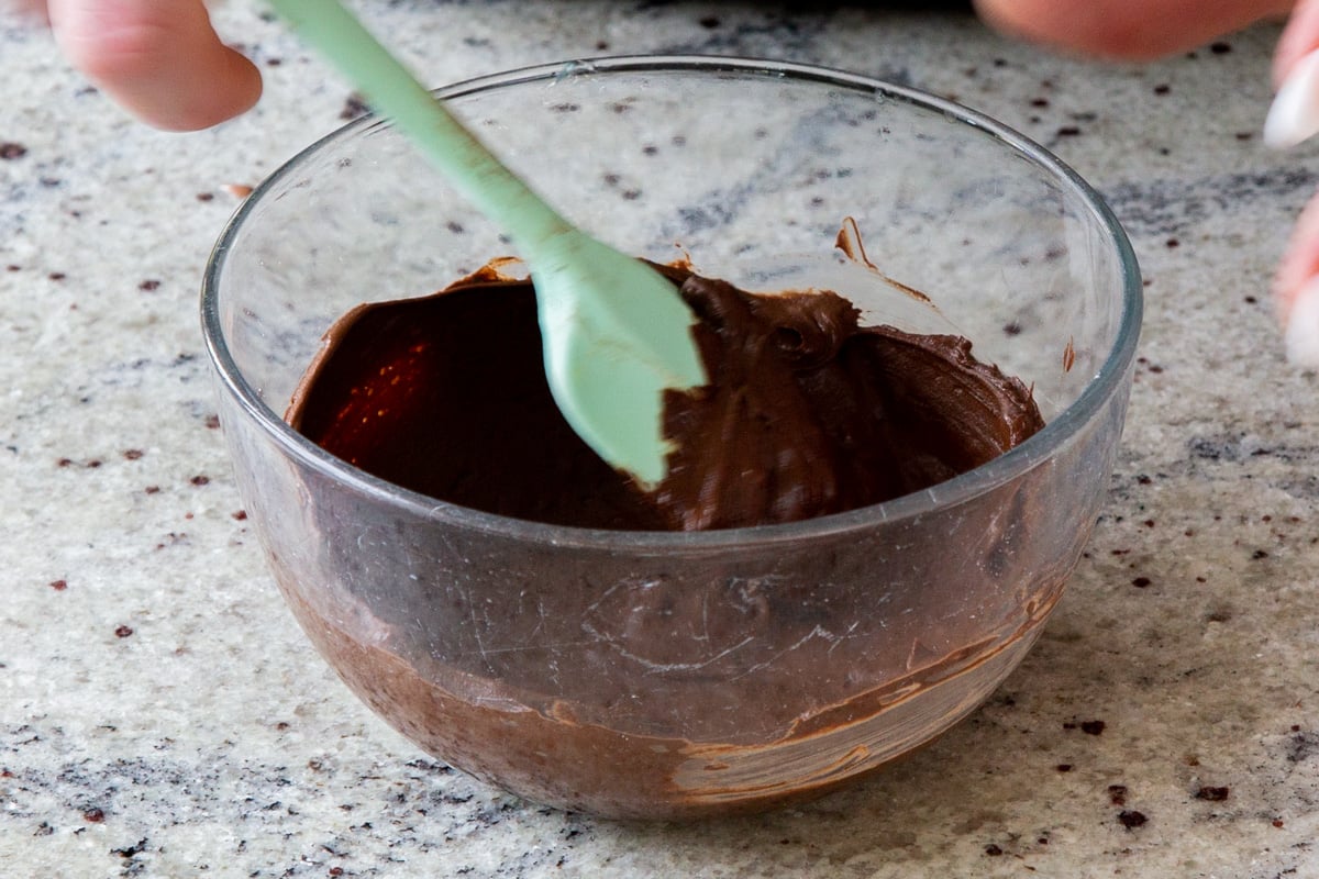 melted chocolate chips in a bowl
