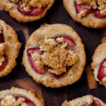 strawberry cheesecake cookies on a wooden serving tray