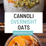 photos of the cannoli overnight oats, text overlay