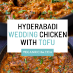 photos of Hyderabadi chicken curry, text overlay