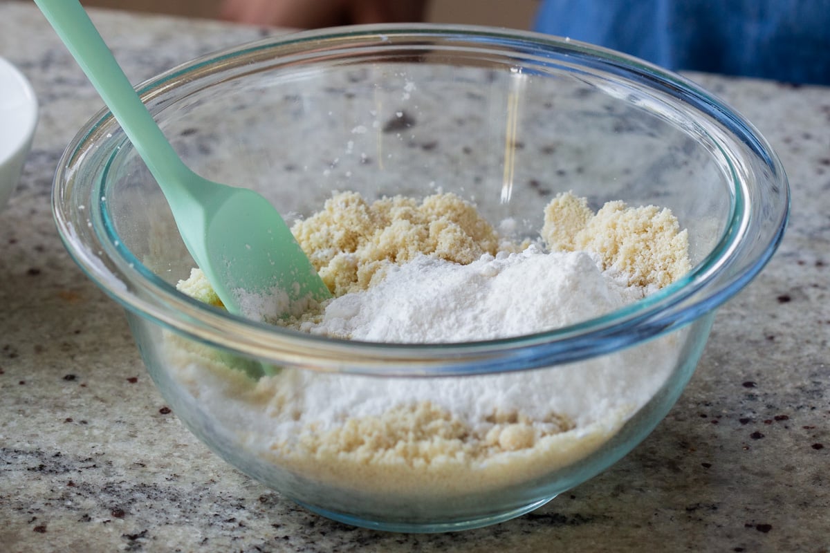 dry ingredients in a glass bowl before mixing