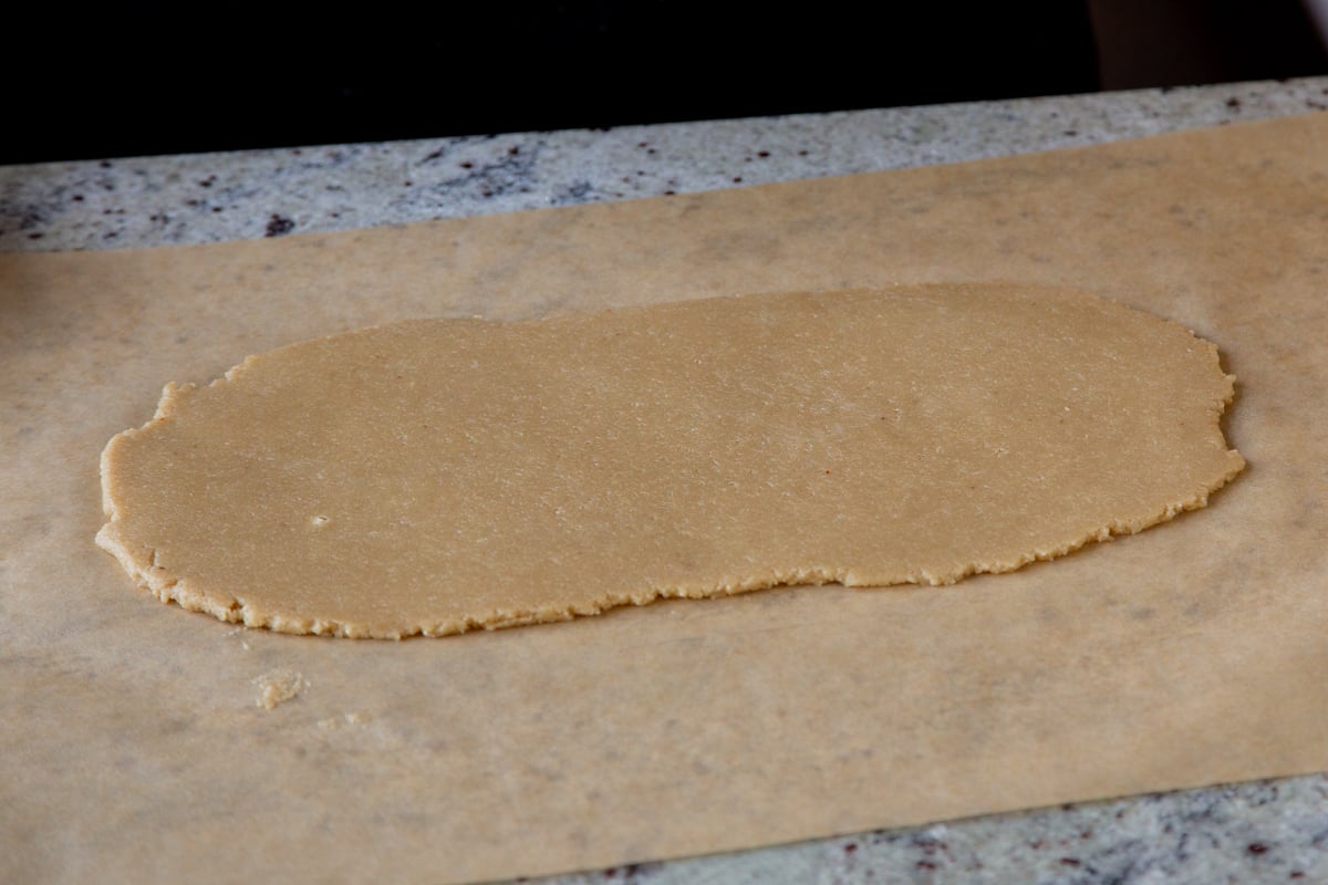 almond flour cookie dough after rolling out
