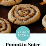 photo of pumpkin spice roll cookies, text overlay