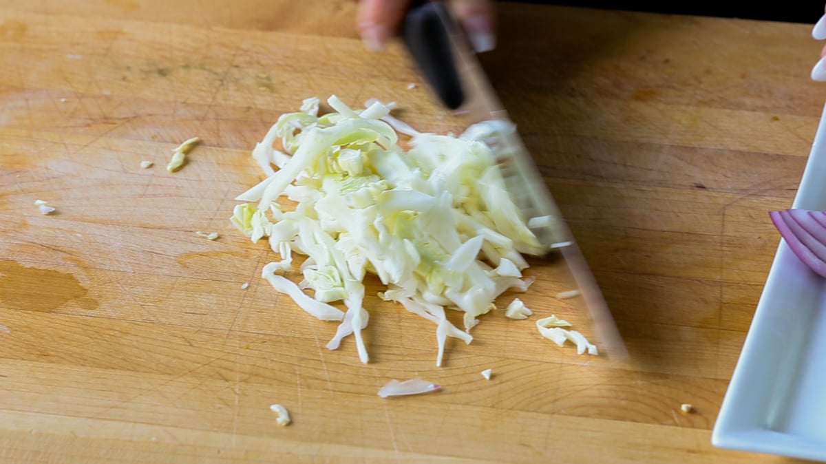 chopping cabbage