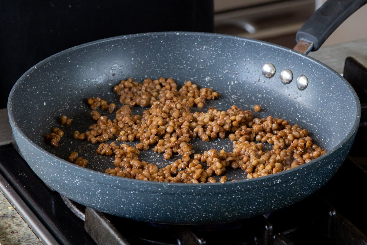 lentils in the pan before cooking