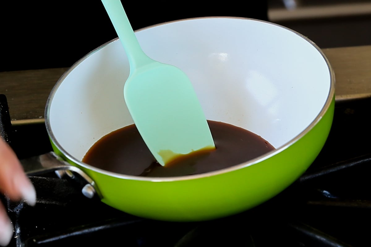 mixing the caramel ingredients in a pan