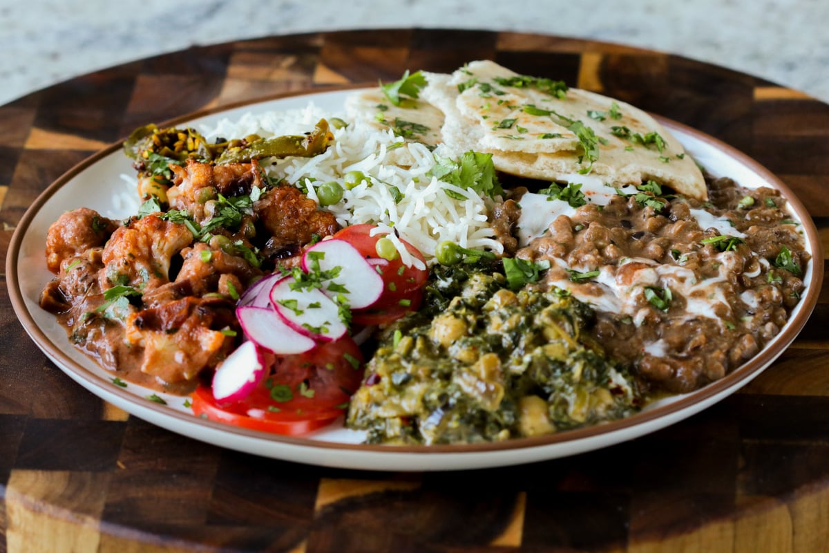 plateful of food from the diwali party menu