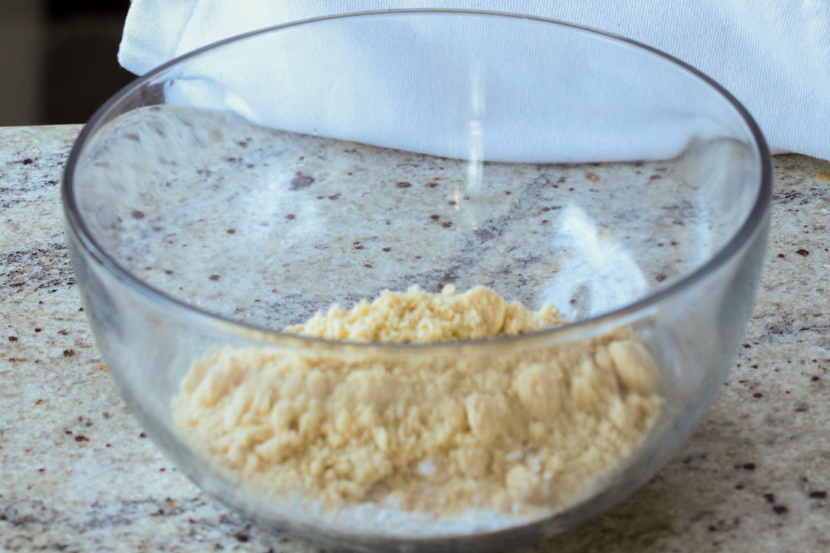almond flour, spices, and starch in a bowl