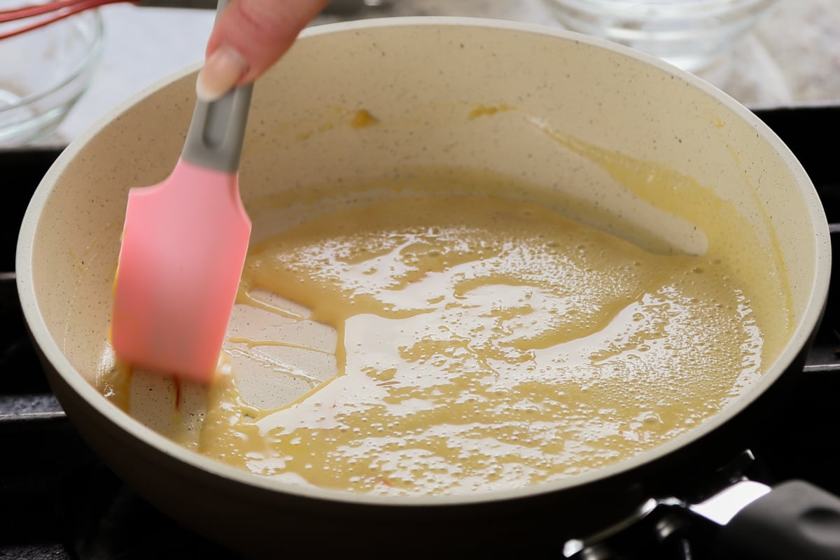 custard in the pan, after cooking