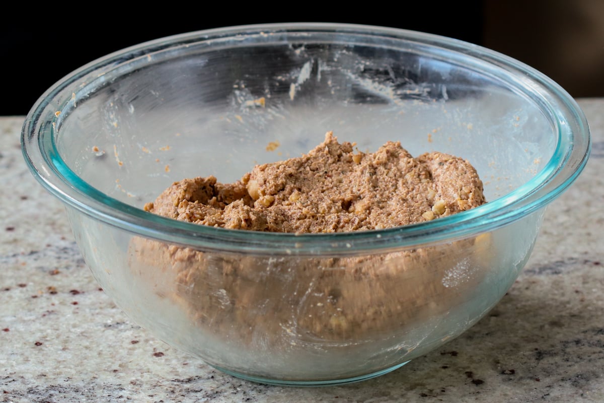 chickpea loaf dough after mixing