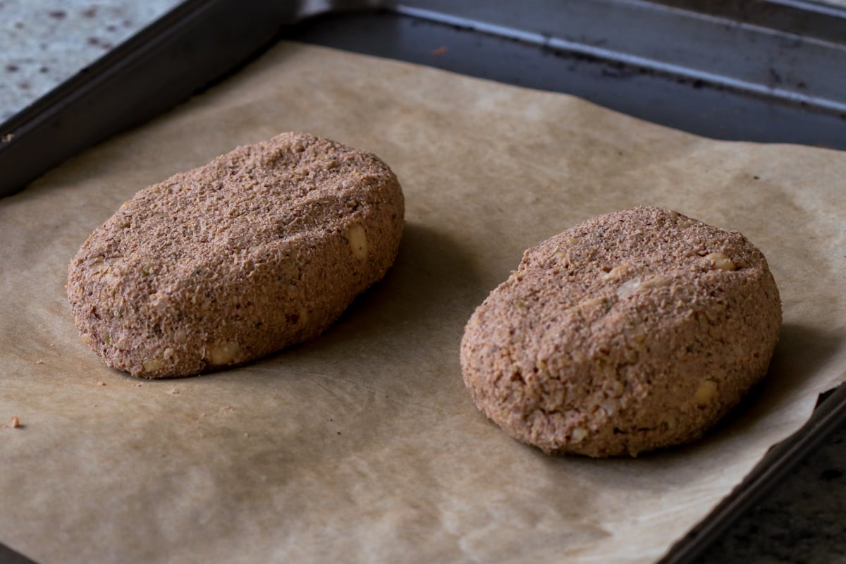chickpea loaf dough after shaping on the baking sheet