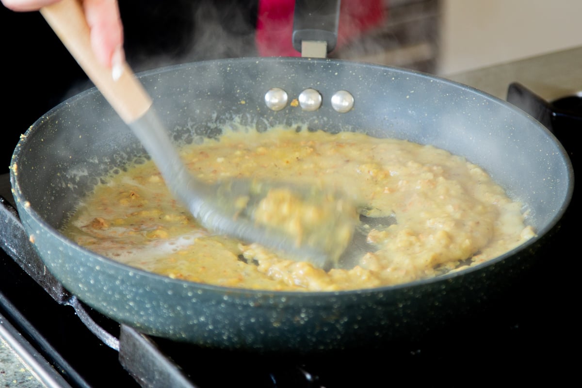 making the roux in the pan