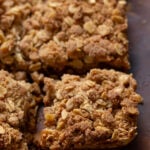 slice of pumpkin crisp on a wooden board