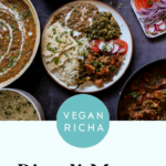 showing plateful of food from the diwali party menu, text overlay