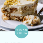 slice of kulfi tiramisu, text overlay