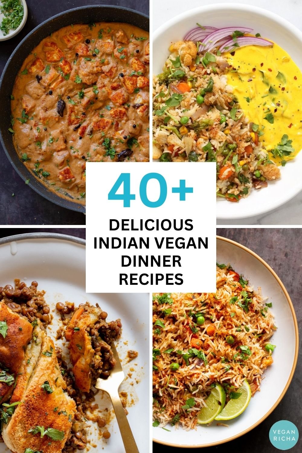 image collage of Indian vegan dinner recipes