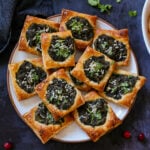 spinach puff pastry on a serving platter