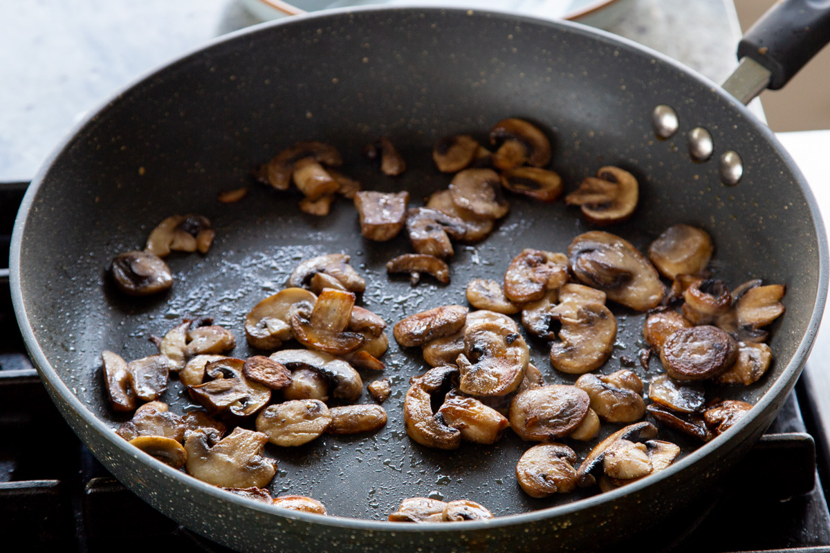 mushrooms in the frying pan after cooking