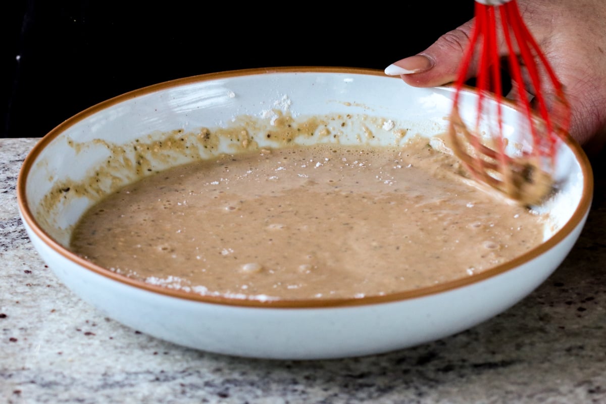 batter ingredients in a bowl after mixing