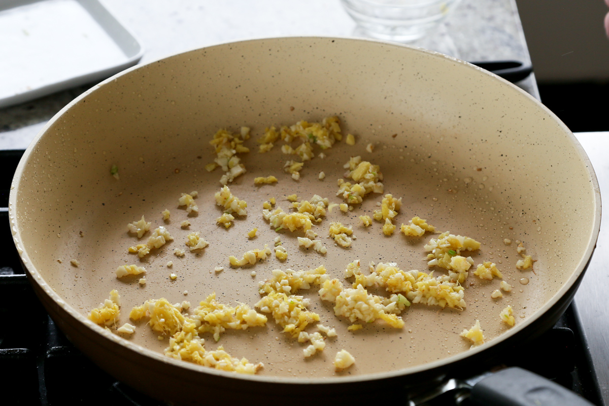 ginger and garlic in the pan after cooking