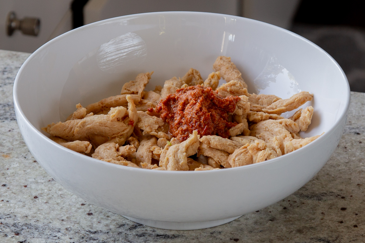 soy curls and spices in the bowl