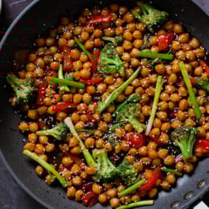Mongolian chickpeas in the pan after cooking