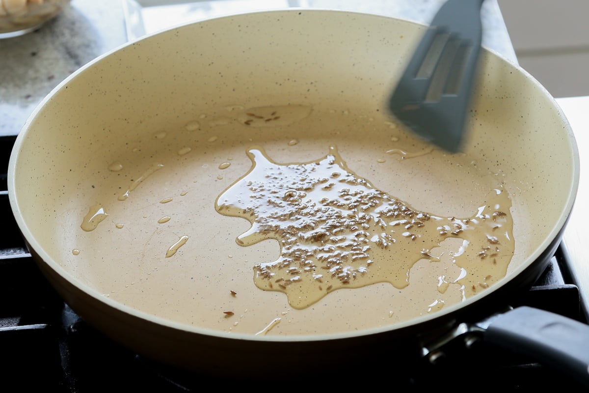 toasted cumin seeds in the pan