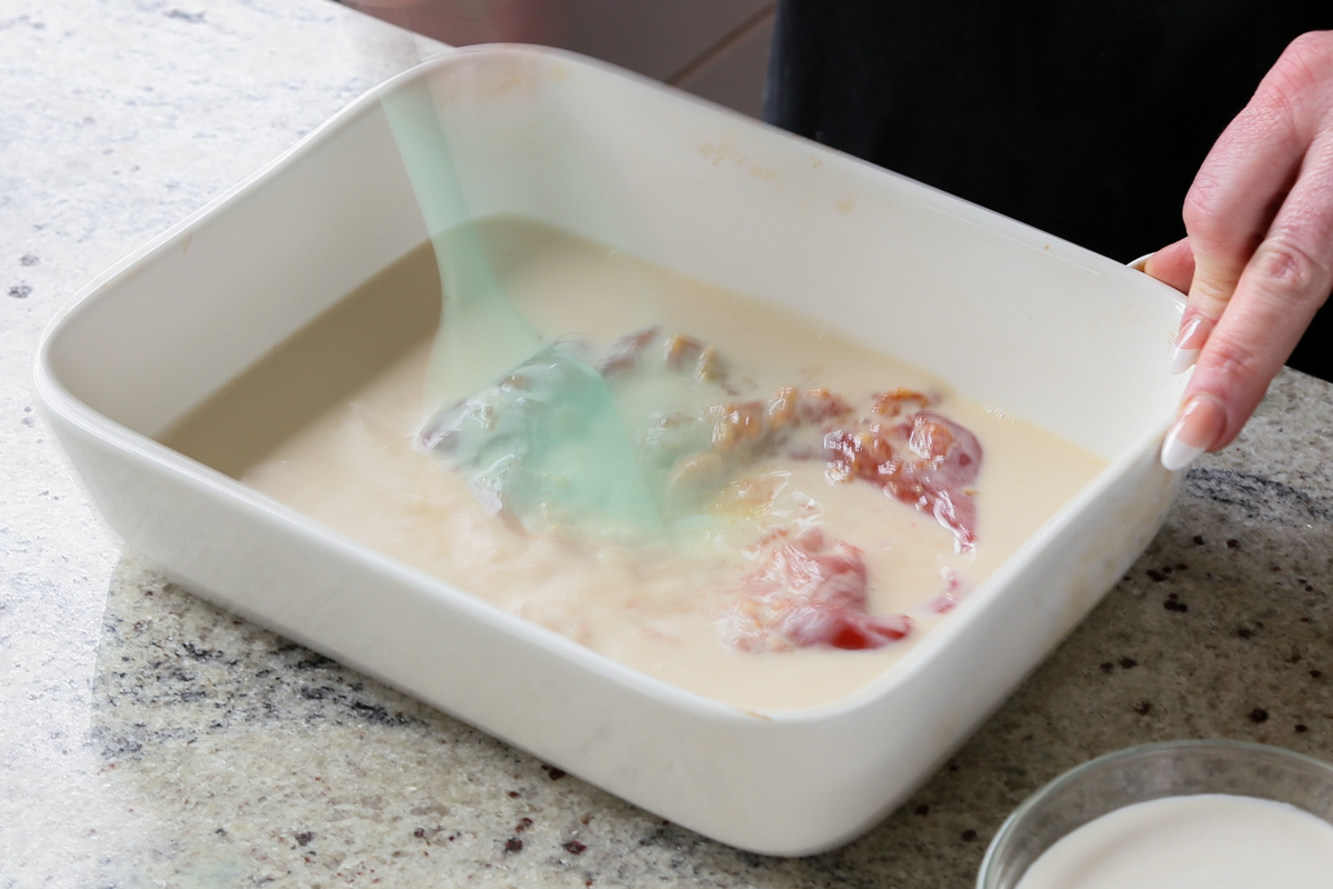 mixing non-dairy milk into the sauce