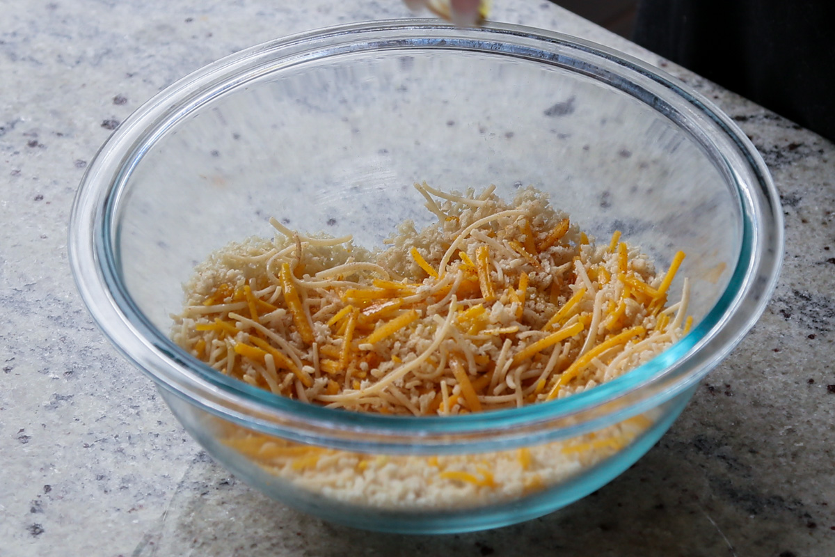vegan cheese mixed into the breadcrumb mixture