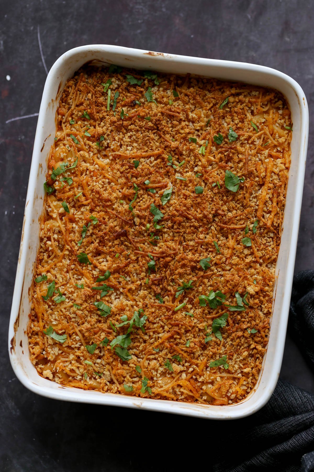 smoky mac and cheese in the pan
