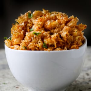 bowl of smoky vegan mac and cheese